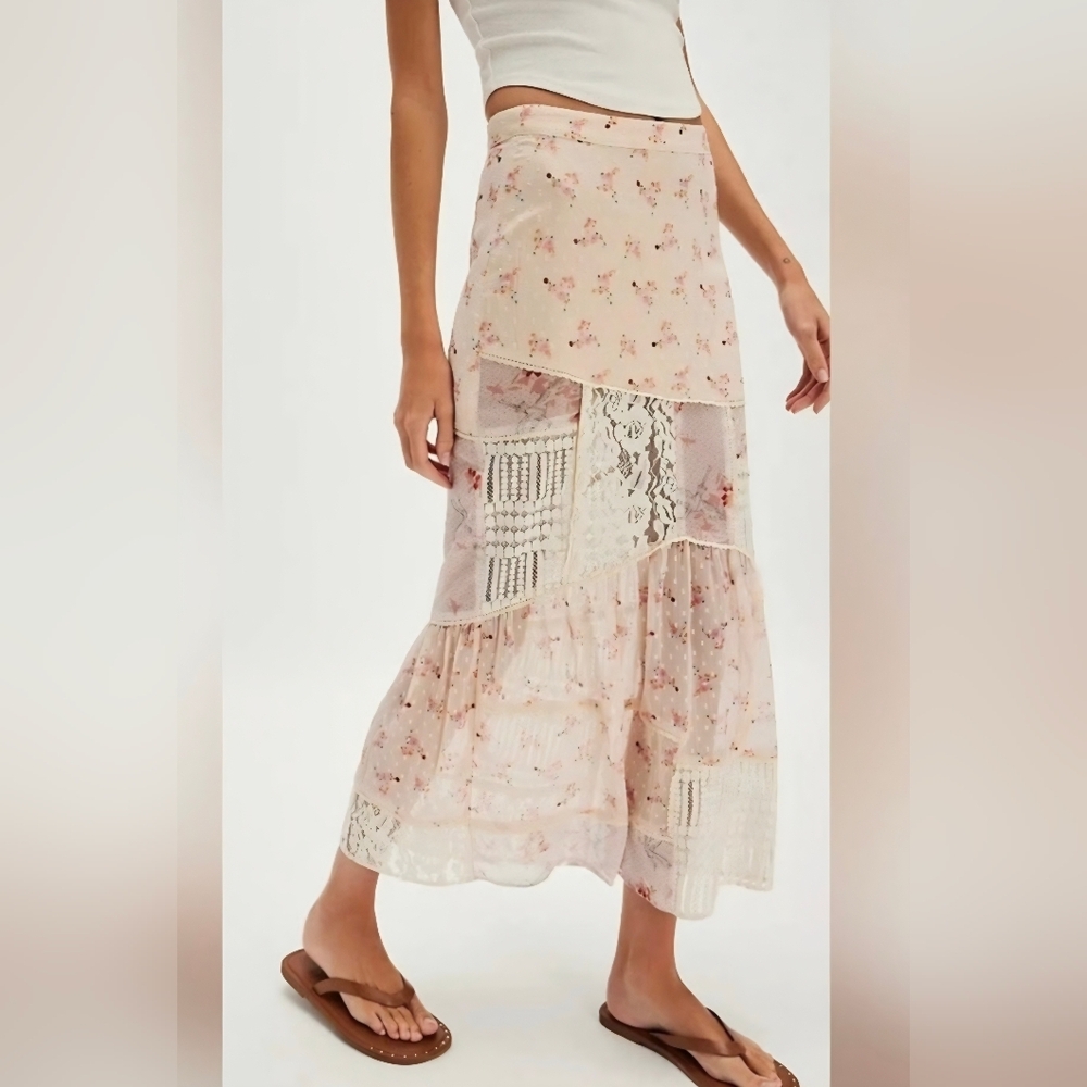 Free People Daniella Lace Maxi Skirt White Size XS NWT - Picture 10 of 15